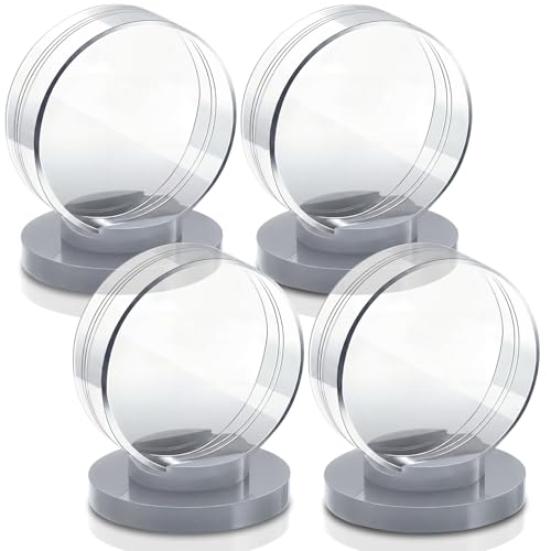 4 Pieces Hockey Puck Display Case Acrylic Clear Puck Holder with Shell Base Hockey Display Stand Autographed Souvenir Memorabilia for Enthusiasts Collection (4 Count)