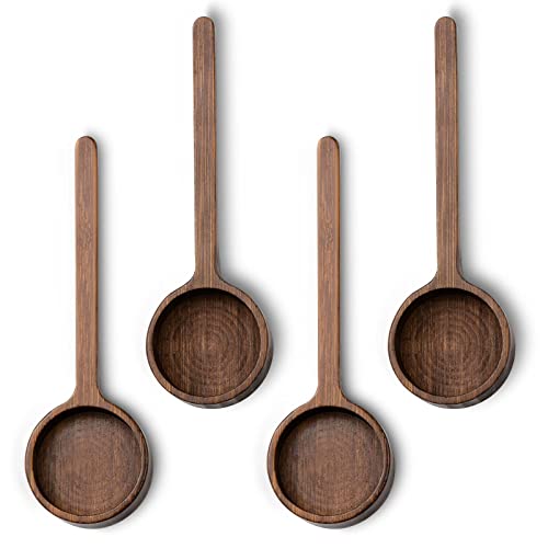 Wooden Coffee Scoop Small Long Handle Measuring Scoop for Jars and Containers (4 Count)