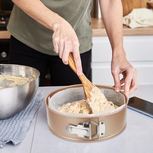 4 Pcs 8 Inch Non Stick Springform Pan with Removable Bottom Carbon Steel Round Springform Cheesecake Pan with Stainless Steel Spring Buckles for Baking Kitchens Restaurant (4 Count)