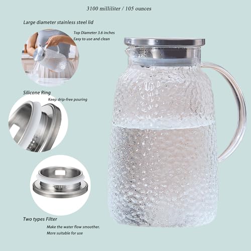 105 Oz Borosilicate Glass Pitcher with Lid