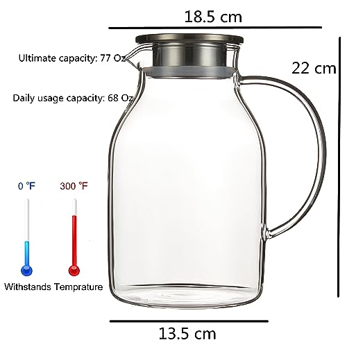 68 Oz Borosilicate Glass Pitcher with Lid