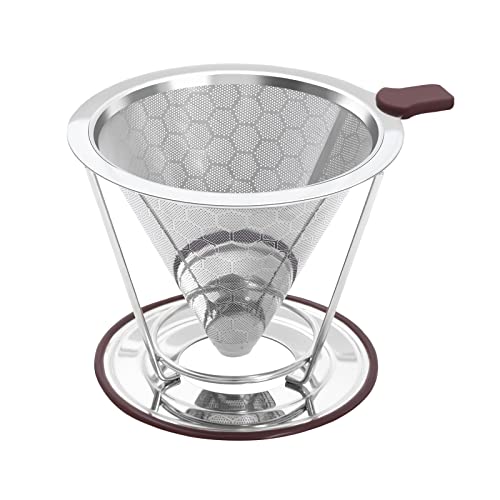 Pour Over Coffee Dripper Stainless Steel Coffee Filter Metal Cone Filter Paperless Reusable Single Cup Maker 1