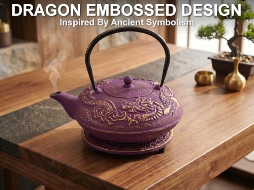 40 Oz Purple Dragon Cast Iron Teapot
