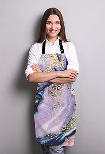 Marble Apron Colorful Natural Luxury Gouache Landscape Unisex Kitchen Bib with Adjustable Neck for Cooking Gardening