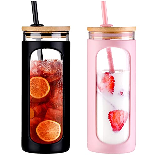20oz Glass Tumbler with Straw and Lid (2 Count)