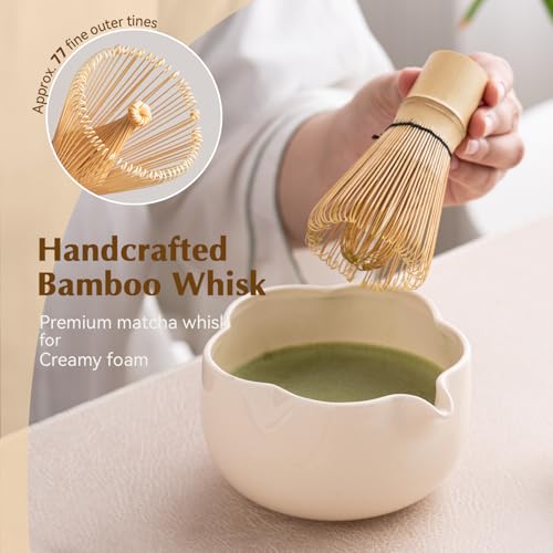 Matcha Set 8Pcs Floral Ceramic Matcha Kit with Matcha Whisk