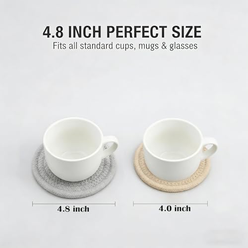 4.8 Inch Woven Drink Coasters Set of 4 (4 Count)