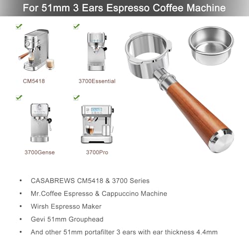51mm Bottomless Portafilter 3 Ears Fits for CASABREWS CM5418