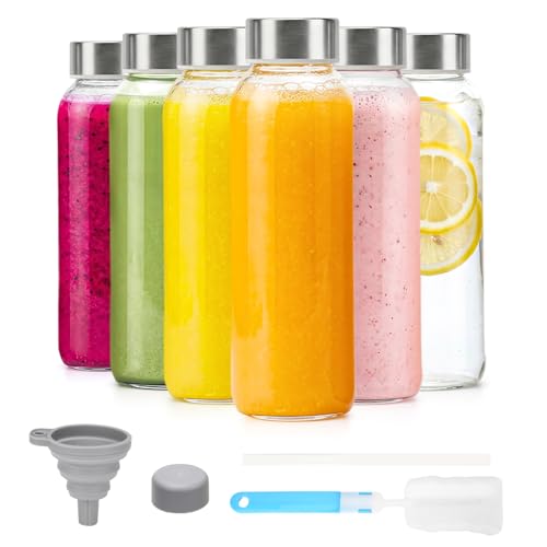 Glass Water Bottles with Lids 16 oz