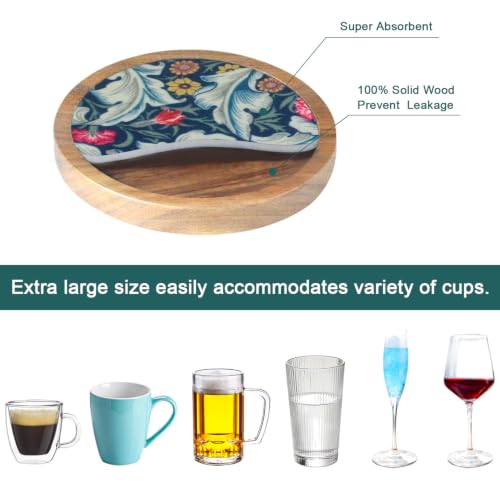 6 Pack Absorbent Coasters Set with Holder Wood Coasters for Drinks Housewarming Gifts for Home Decoration Cup Coasters for Coffee Tabletop Protection 4.3 Inch