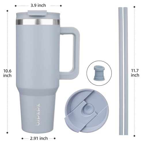 40 oz Insulated Tumbler with Handle & Straw