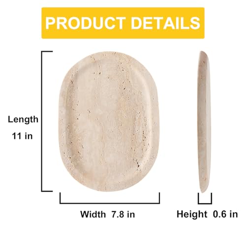 Natural Marble Decorative Tray Bathroom Counter Perfume Organizer Vanity Tray for Home Decor