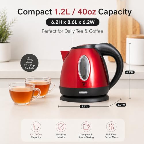 Red Stainless Steel Electric Kettle