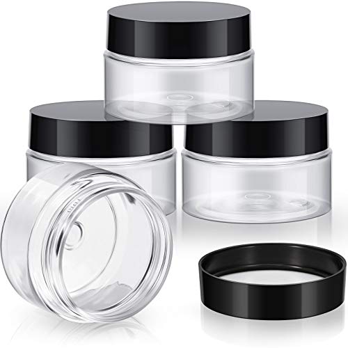 4 Pcs Plastic Jars Wide Mouth with Lids (4 Count)