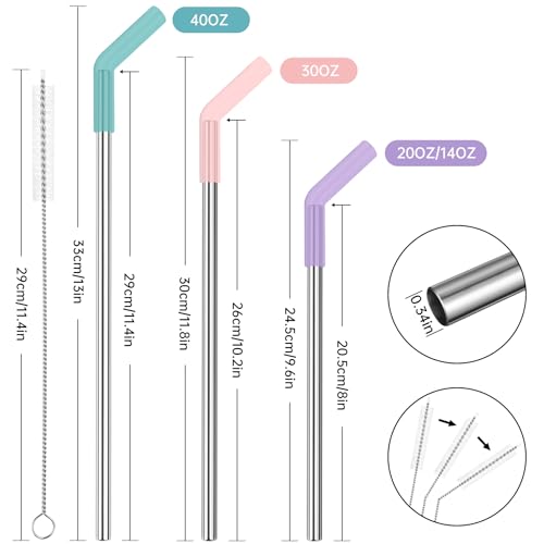 6 Pack Metal Straws with Silicone Tip Fit for Stanley 14 (6 Count)