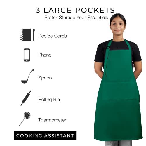 Kitchen Cooking Aprons Pack of 2 with 3 Pockets Chef Aprons