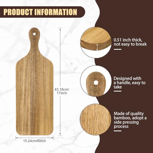 6 Pcs Wood Cutting Boards Bulk 17 Inch with Handle (6 Count)