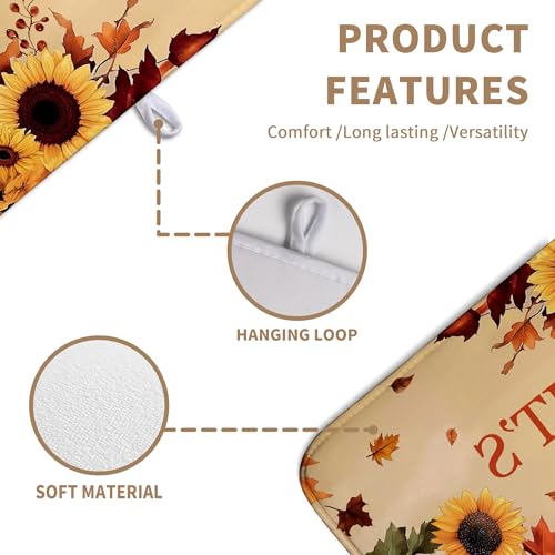 Fall Orange Pumpkins Dish Drying Mat Maple Leaves Autumn Large Kitchen Mats Dish Drying Pad Absorbent Dish Dryer Mat for Kitchen Countertops Microfiber Drainer Pad Dish Drying Mats