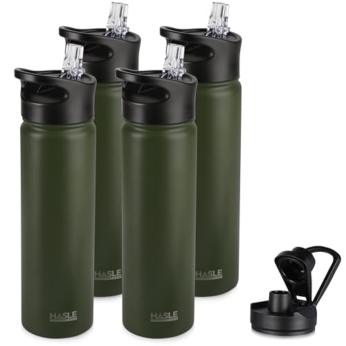 Insulated Water Bottle 22 oz Double Wall Stainless Steel Water Bottle Wide Mouth with Straw Lid & Spout Lid Keeps Cold or Hot