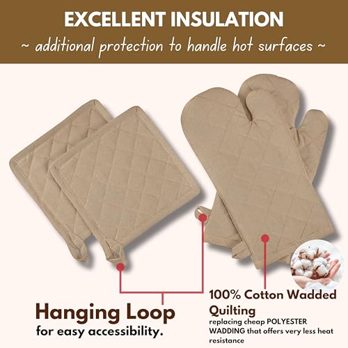 Pot Holders and Oven Mitts Sets for Kitchen Heat Resistant (4 Count)