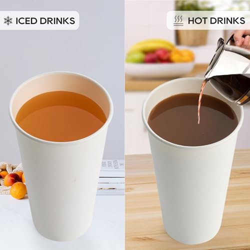 100 Pack 20 oz Disposable Paper Coffee Cups with Lids (100 Count)