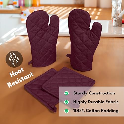 4 Piece Set 2 Oven Mitts & 2 Potholders (4 Count)