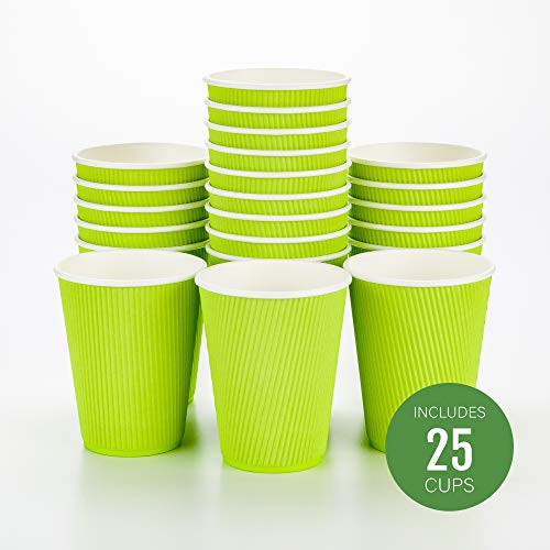 Ripple Wall Coffee Cup 25 Count 12 Ounce Insulated Hot Beverage Cup Disposable Non