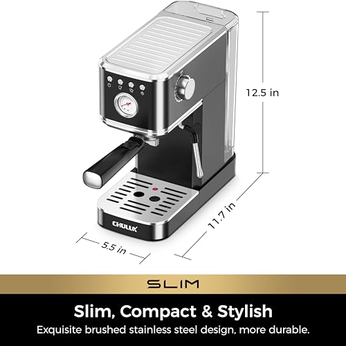 Slim Espresso Machine with Milk Frother for Home Cappuccino