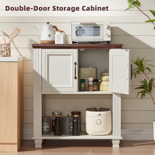 Farmhouse Coffee Bar Cabinet with Open Shelf