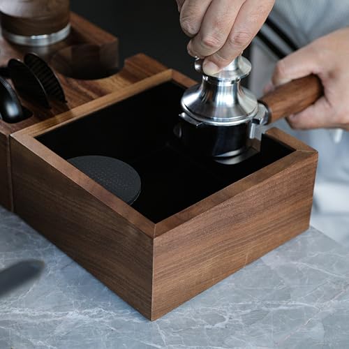 Walnut Espresso Knock Box Dump Bin for Coffee Grounds Disposal