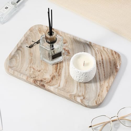 Marble Tray 12"x8" Natural Marble Vanity Tray for Countertop Bathroom Kitchen Dresser