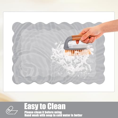 Grey Scalloped Coffee Mat for Countertop Coffee Bar Mat Matt