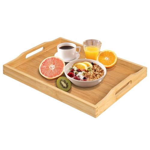 Bamboo Food Serving Tray with Handles