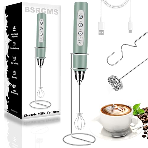 Milk Frother Wand Rechargeable Handheld Whisk Coffee 3 Speed Adjustable
