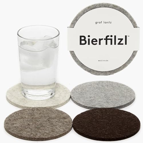 Bierfilzl Merino Wool Round Coasters Set of 4 (4 Count)