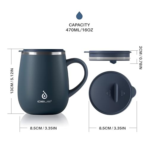 16 oz Insulated Coffee Mug with Lid and Handle