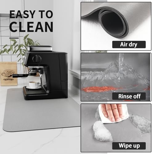 Coffee Mat Absorbent Hide Stain Rubber Backed Dish Drying Mat for Kitchen Counter
