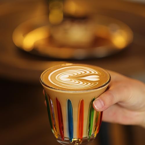 Espresso Coffee Glasses Set of 6 Drinking Glasses 8.1OZ Latte Glasses for Beverage (6 Count)