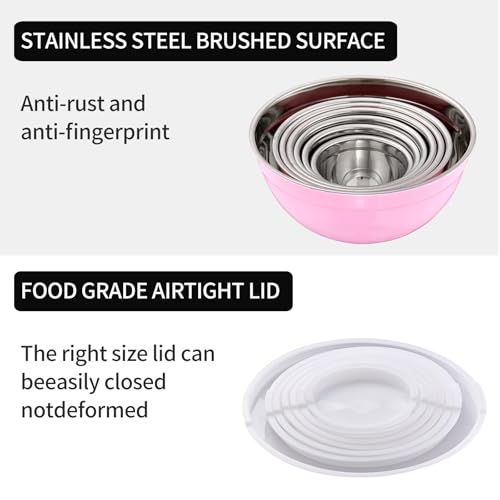 Pink Mixing Bowls with Lids Set of 7