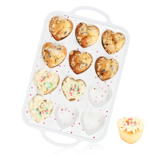 Silicone Heart Shaped Muffin Pan with Metal Reinforced Frame