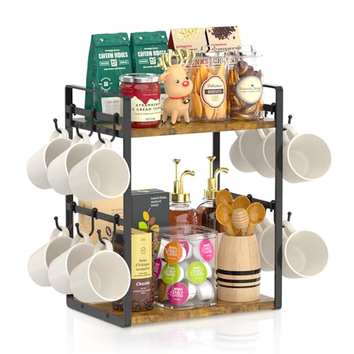 Coffee Station Bar Organizer Mug Holder Stand Countertop
