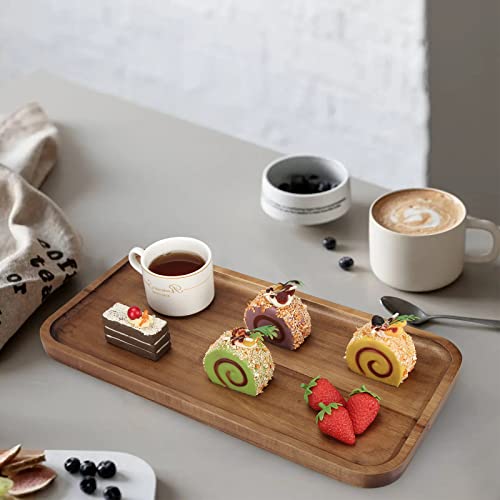 Rectangle Wooden Platter Acacia Wood Serving Tray for Kitchen Counter Decor