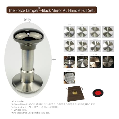 58.50mm Full Set Black Mirror Jellyfish AL Handle Coffee Tamper
