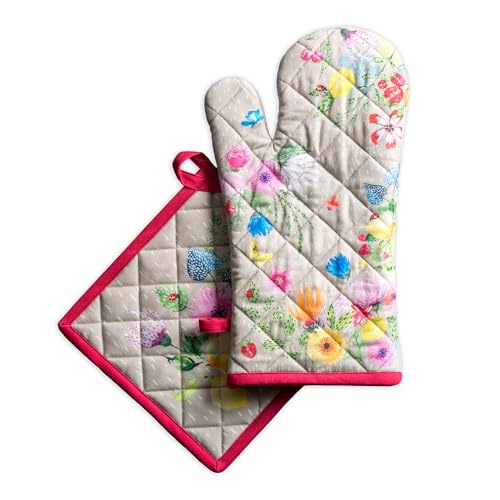 100% Cotton Oven Mitt & Pot Holder Set