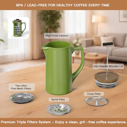 Ceramic French Press 22oz (22 Ounce)
