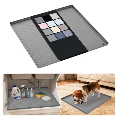 Waterproof Silicone Under Sink Mat 22'' x 22'' Shelf Liner for Kitchen and Bathroom