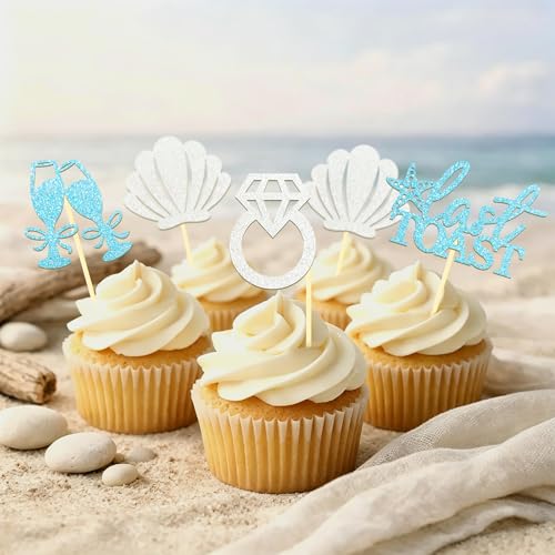 Glitter Last Toast on the Coast Cupcake Toppers (24 Count)