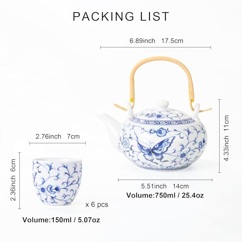 Chinese Blue and White Porcelain Tea Set with 1 Teapot Set