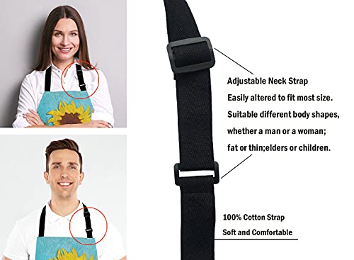 Apron Oil Painting Sunflower Unisex Kitchen Bib with Adjustable Neck for Cooking Gardening