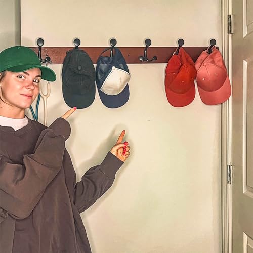 39 Inch Cherry Wood Coat Rack Wall Mount with 6 Triple Hooks
